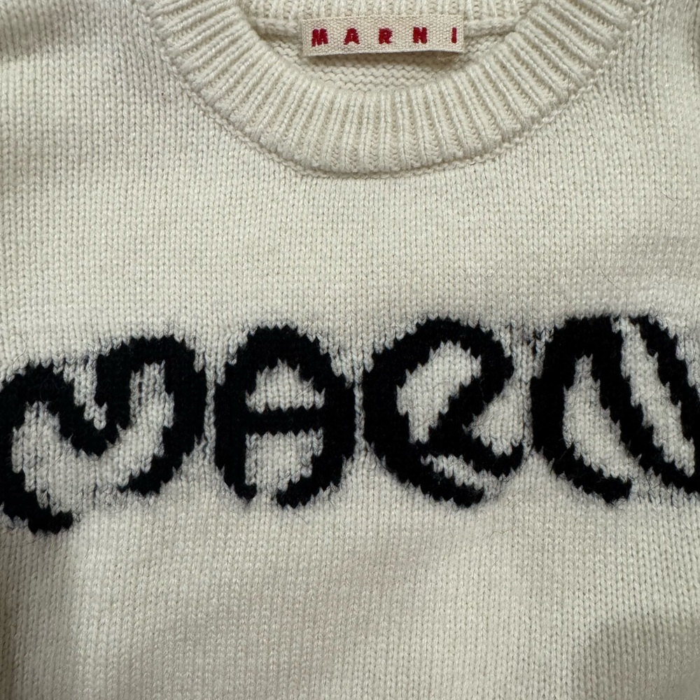 Marni Cream Sweater with Black Logo